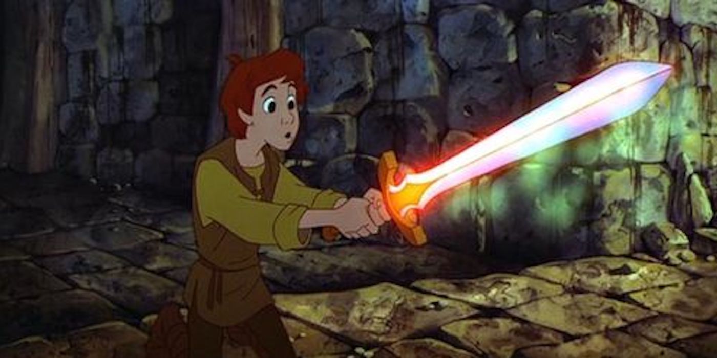 An image of Taran from Disney's Black Cauldron, holding a glowing sword