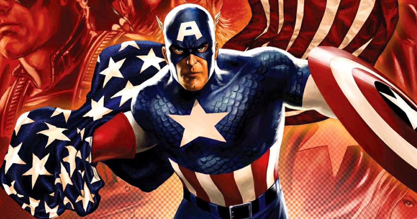 Captain America holding the flag