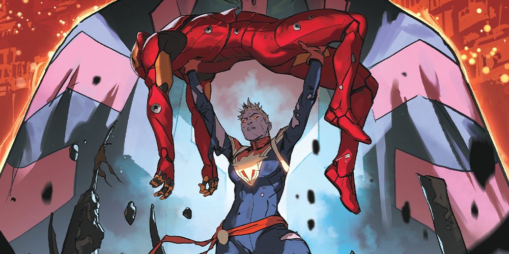 Civil War II Captain Marvel defeats Iron Man