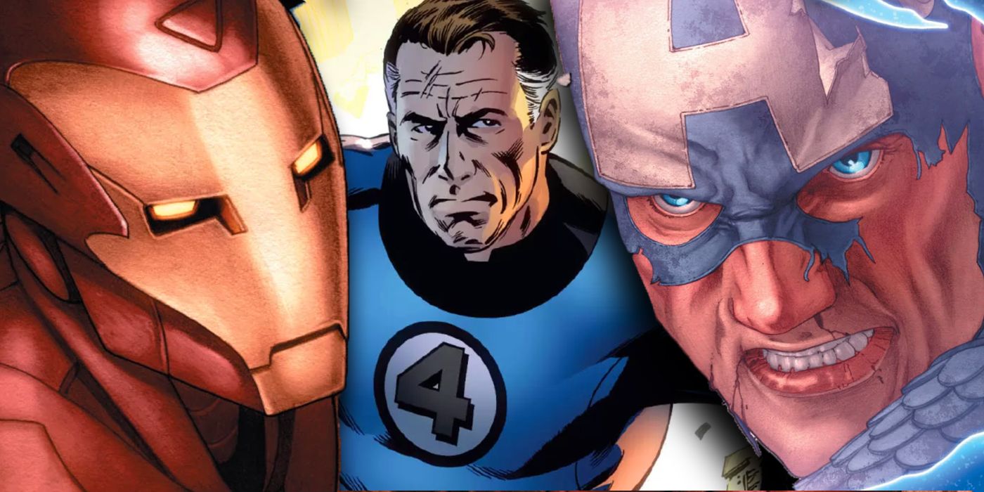 Civil War Mister Fantastic between Iron Man and Captain America