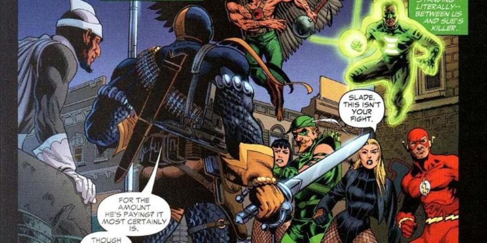 Deathstroke prepares to protect Dr. Light from the Justice League