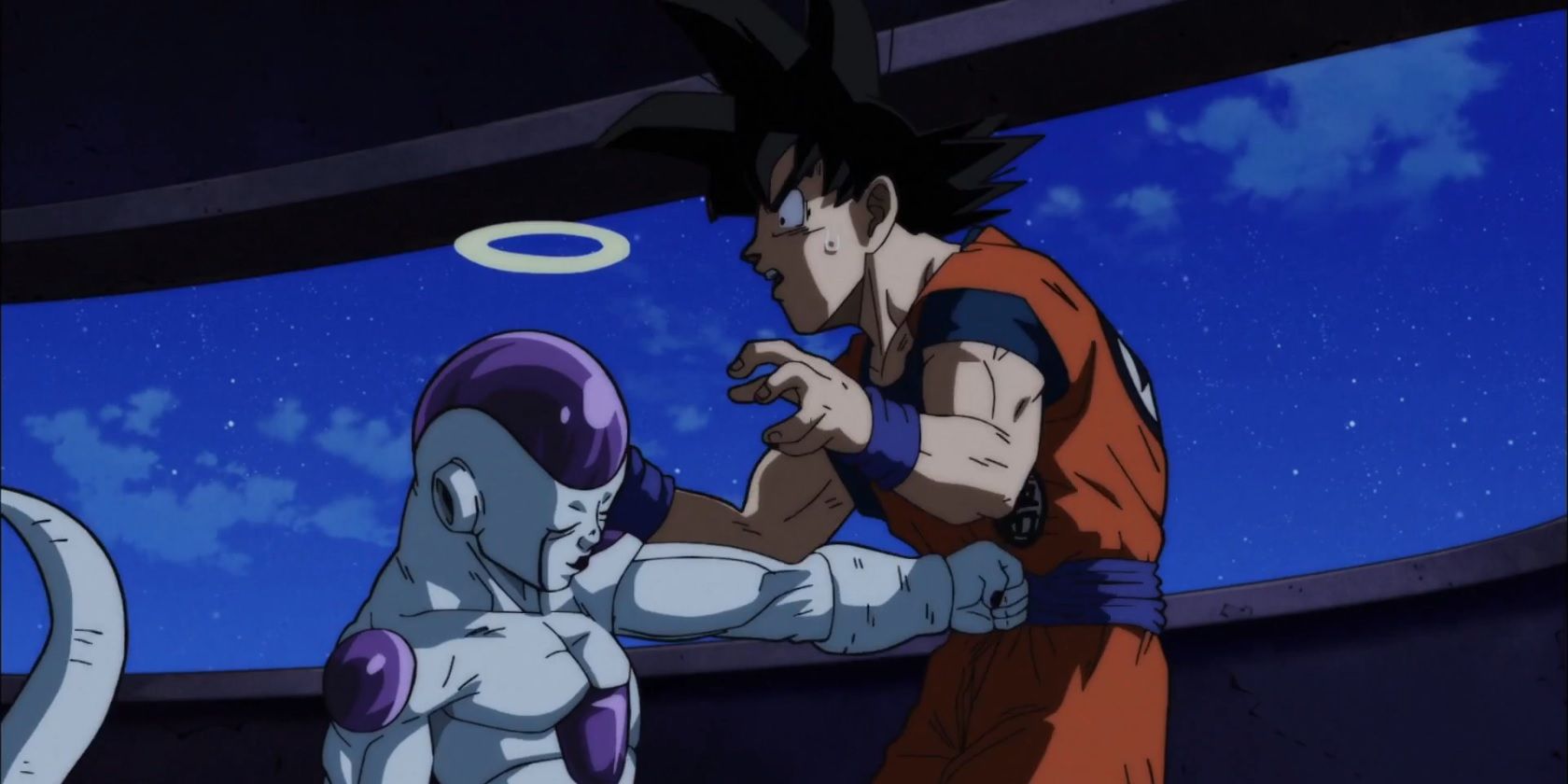 Anime Dragon Ball Super Frieza Punches Goku
