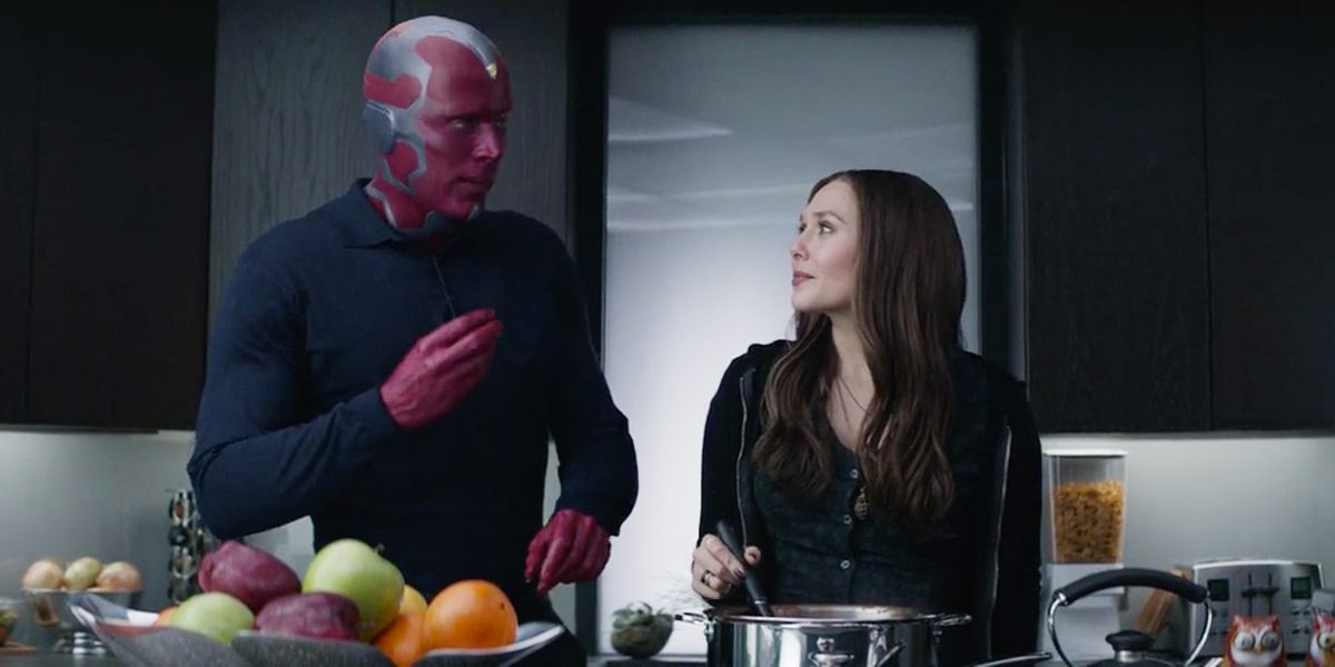 Wanda and Vision in Kitchen Captain America Civil War MCU