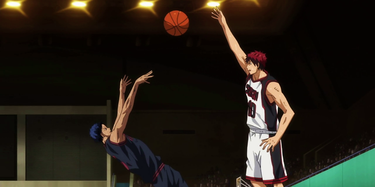 Kagami blocking Aomine's formless shot. (Kuroko's Basketball)