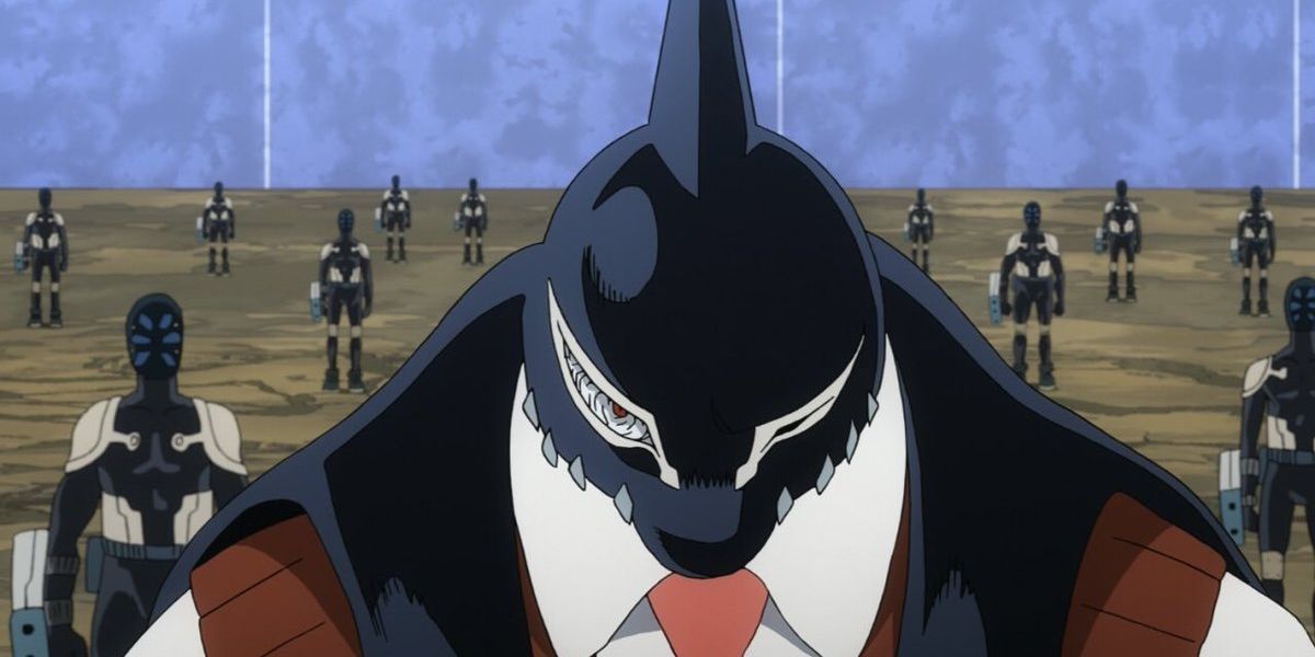 Gang Orca during the licensing exam in My Hero Academia.