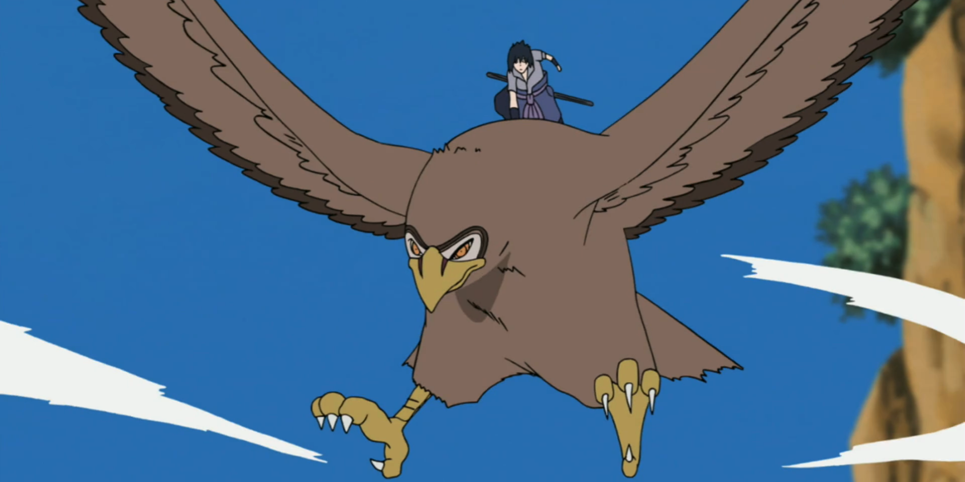 garuda the hawk carries sasuke around