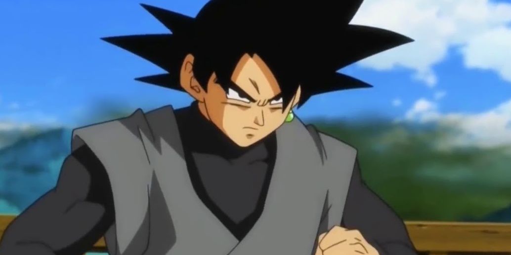 Goku looks determined at someone