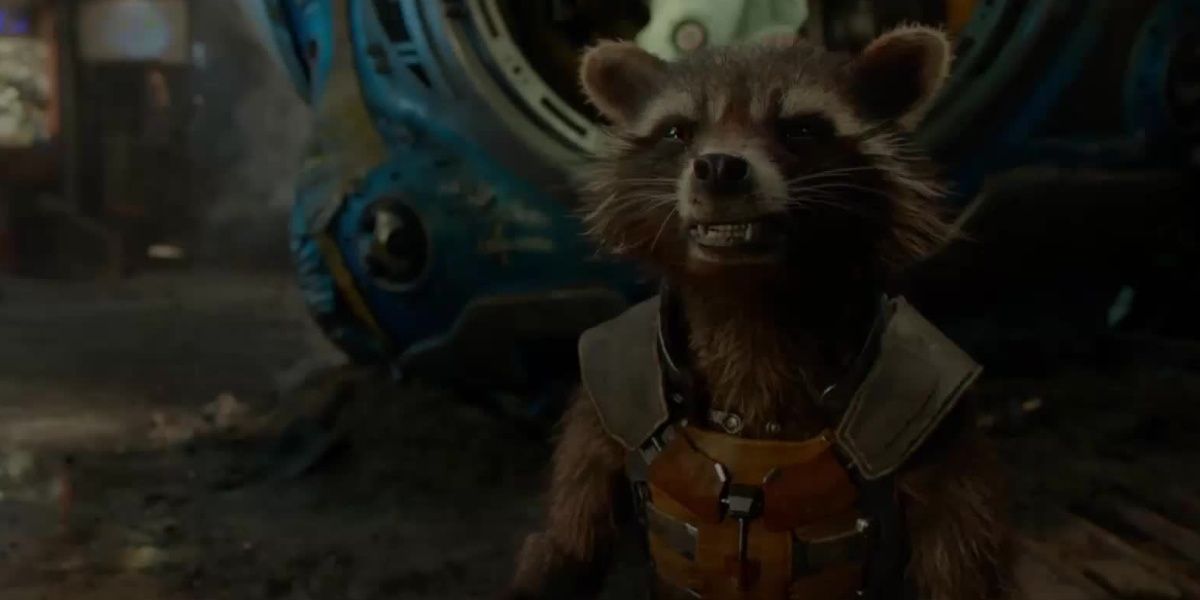 Rocket Raccoon looking angry in Guardians of the Galaxy