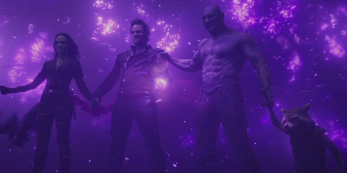 The Guardians of the Galaxy hold the Power Stone together.