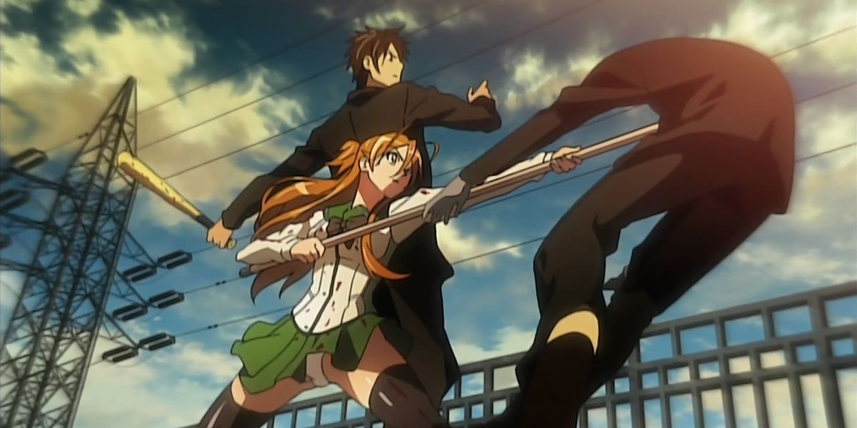 Anime Highschool Of The Dead fight scene