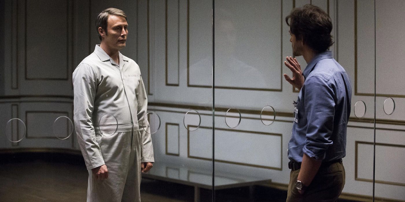 Will Graham looks at Hannibal Lecter through glass in Hannibal series
