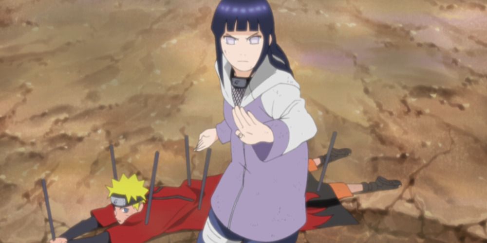 Hinata protecting Naruto from Pain