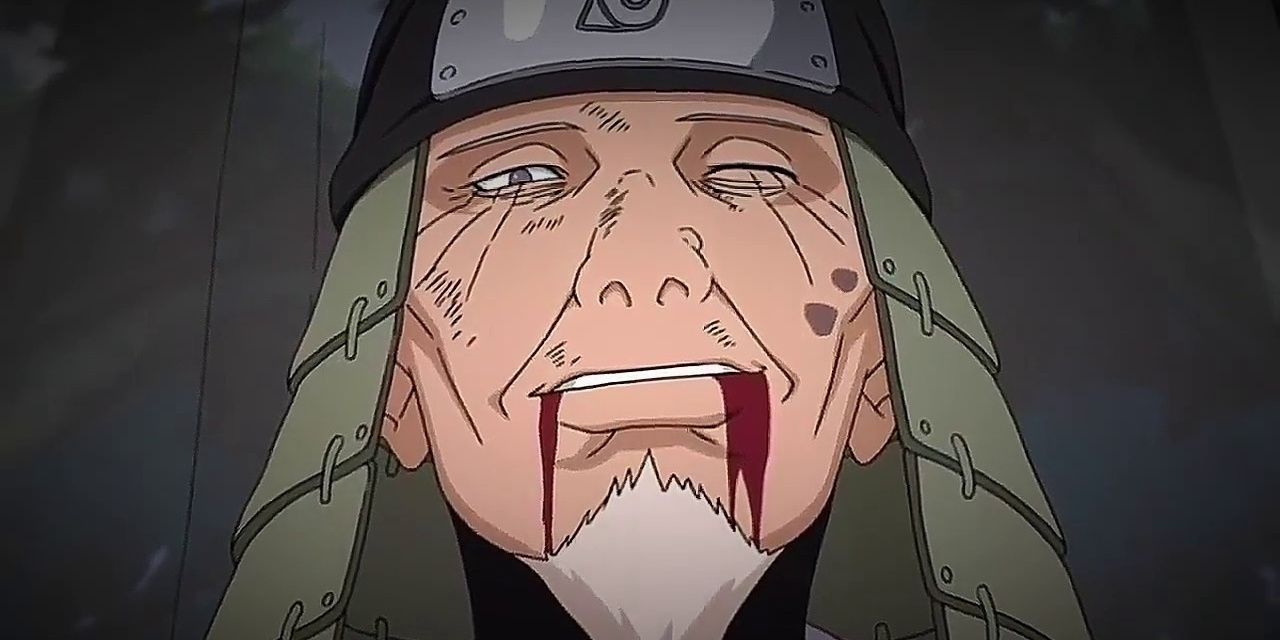 Hiruzen Sarutobi dying from his injuries (Naruto)