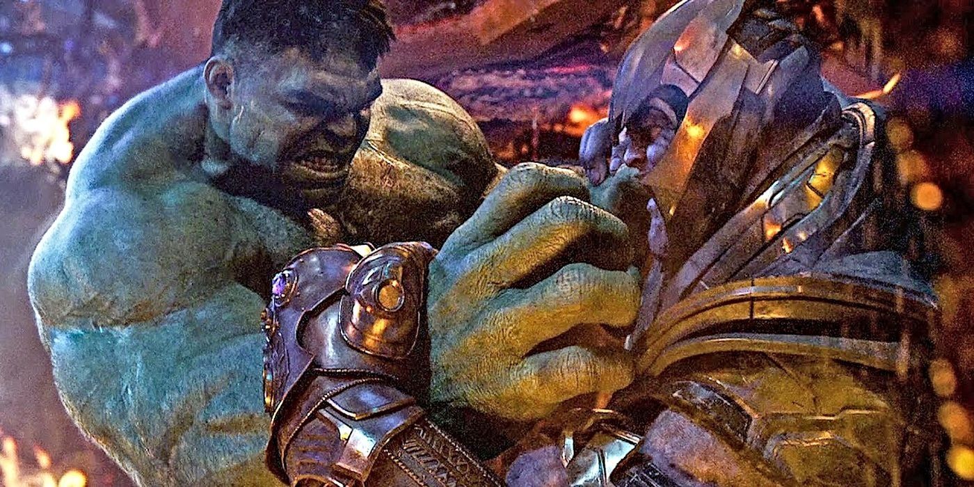 Thanos beats up Hulk in Avengers: Infinity War MCU