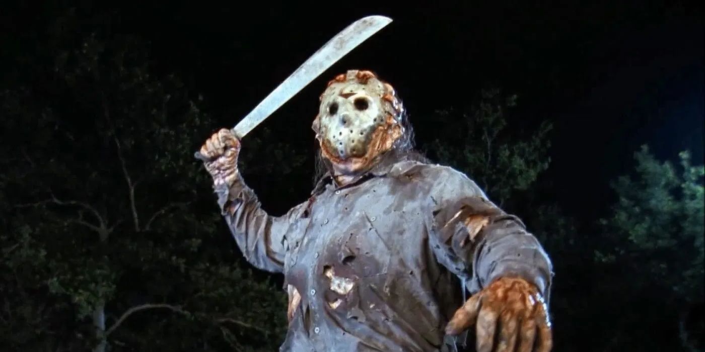 Jason raises his machete to attack in Jason Goes to Hell