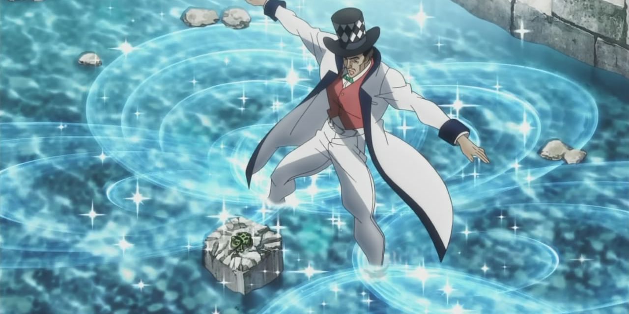  Speedwagon uses Hamon to walk on water in JoJo's Bizarre Adventure