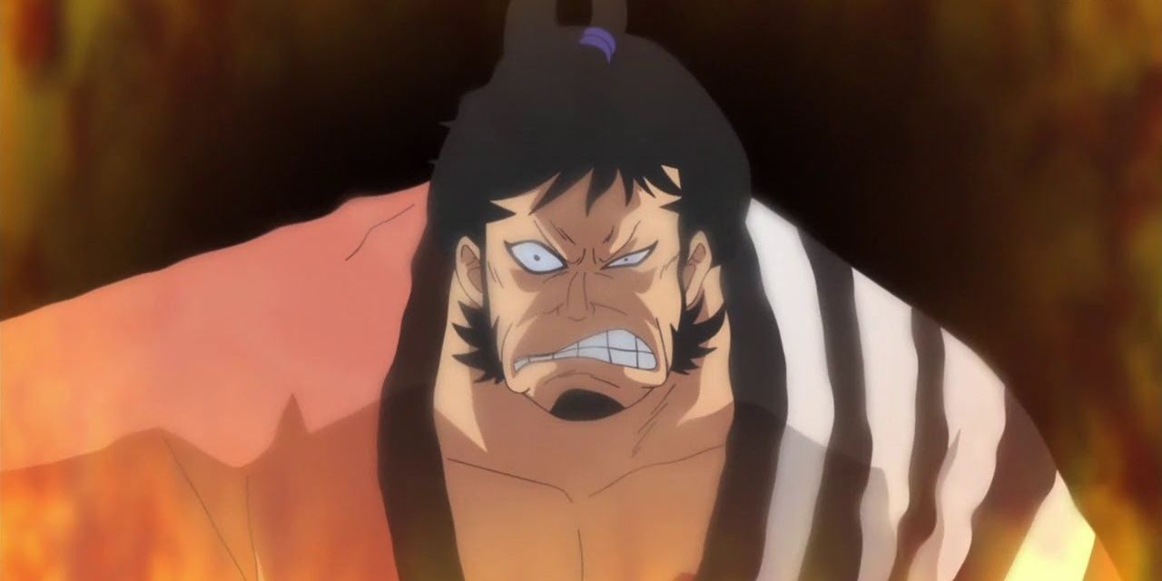 Kin'emon, leader of the Nine Red Scabbards, makes his stand during the events of One Piece
