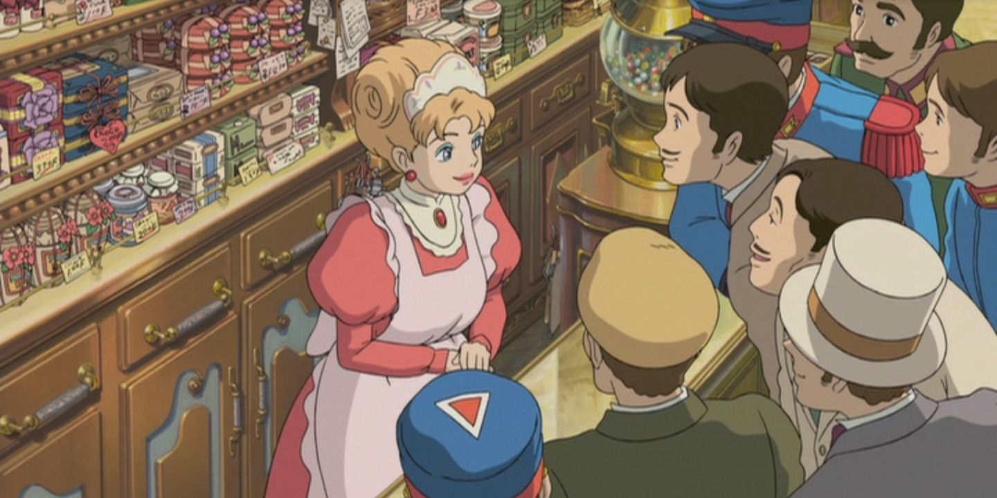 Lettie atendiendo a los clientes en la panadería en El Castillo Ambulante.