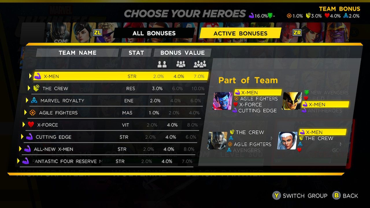 Marvel Ultimate Alliance 3 Team Bonuses, Explained