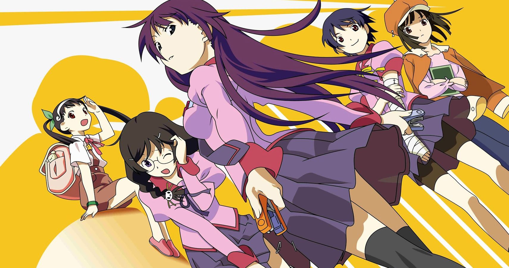 Official artwork for the Monogatari anime featuring the main characters