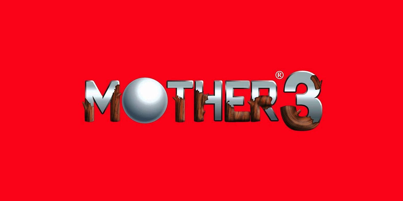 Mother 3 key art featuring the logo on a red background.