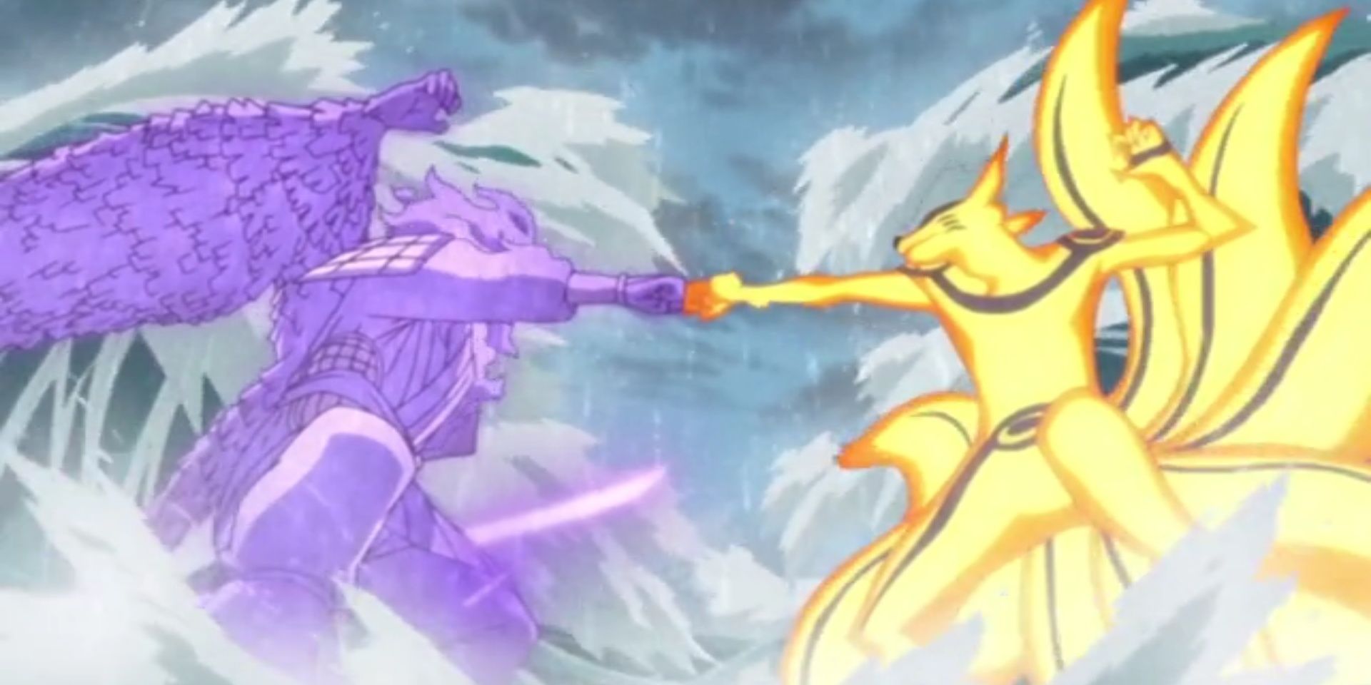 Naruto Tailed Beast Kurama Mode vs Sasuke Susanoo during Valley of the End fight part 2