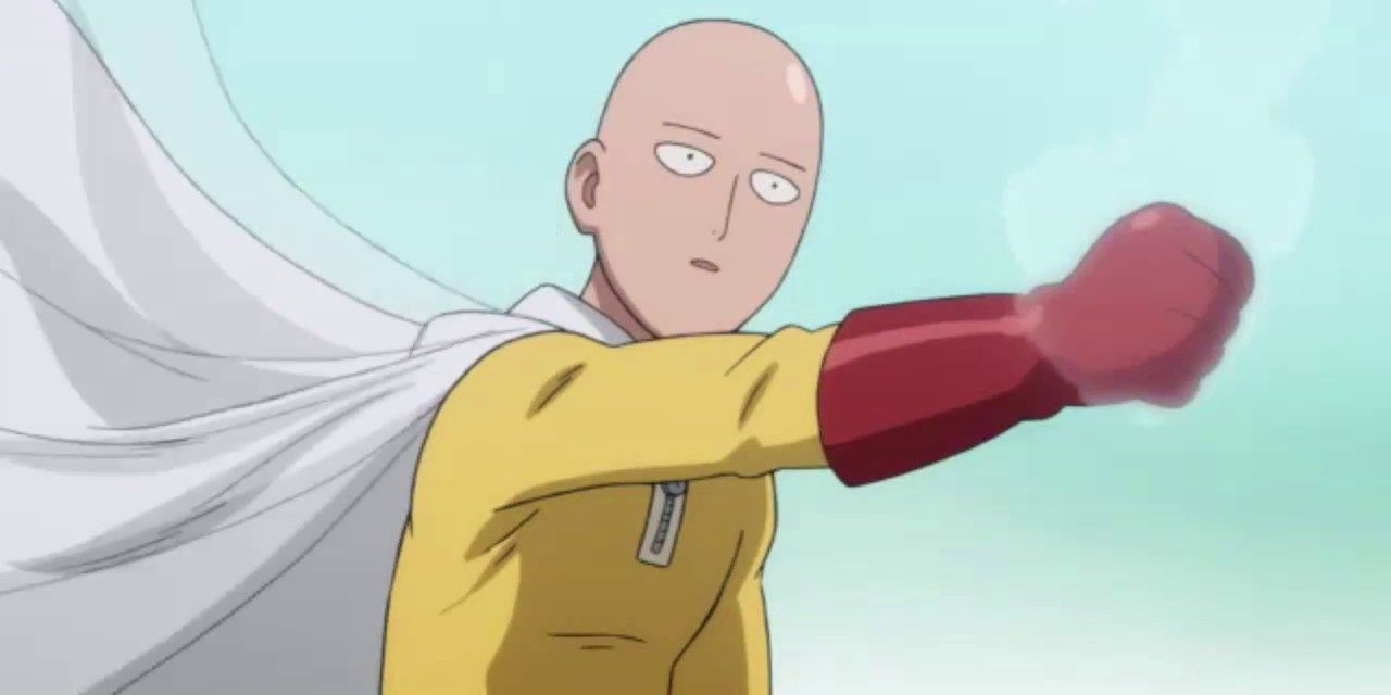 Saitama, also known as One-Punch Man, after hitting a villain with his Normal Punch