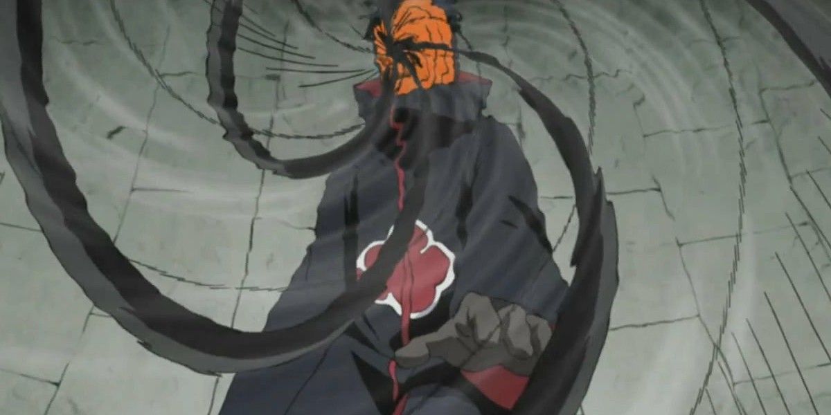 Obito using the Kamui in Naruto.
