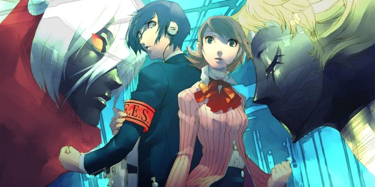 Persona 3 artwork featuring the protagonist and Yukari with their Personas Orpheus and Io