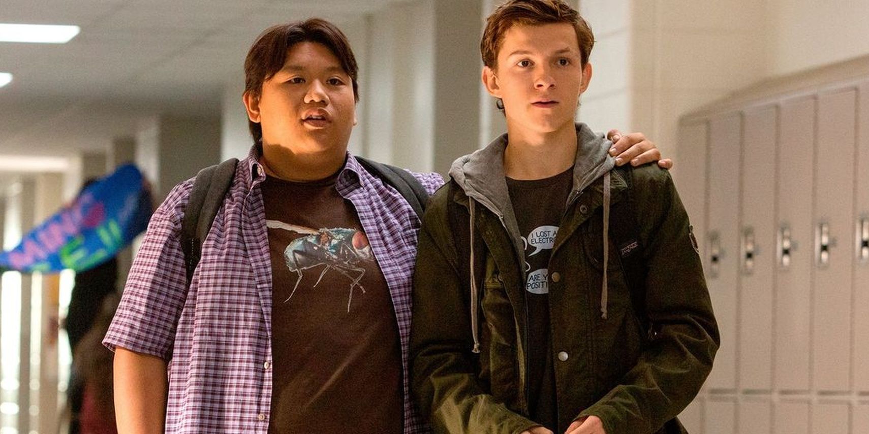 Ned With His Arm Around Peter In The School Hallway