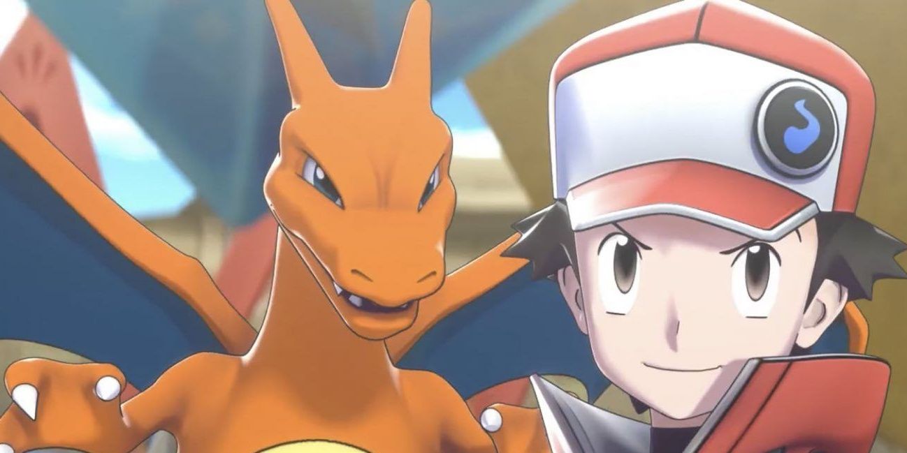 Trainer Red and his Charizard in Pokémon.
