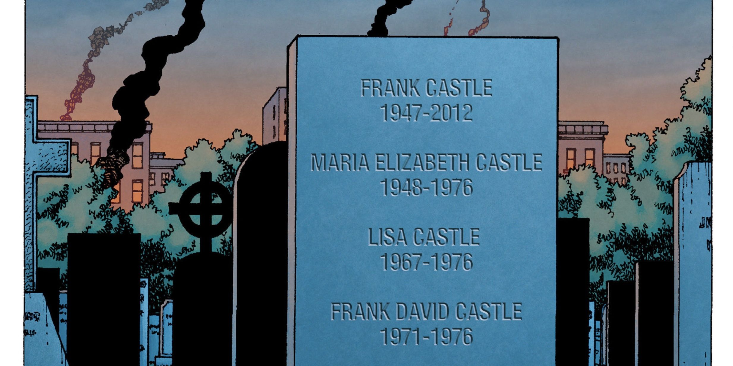 The gravestone of the Punisher