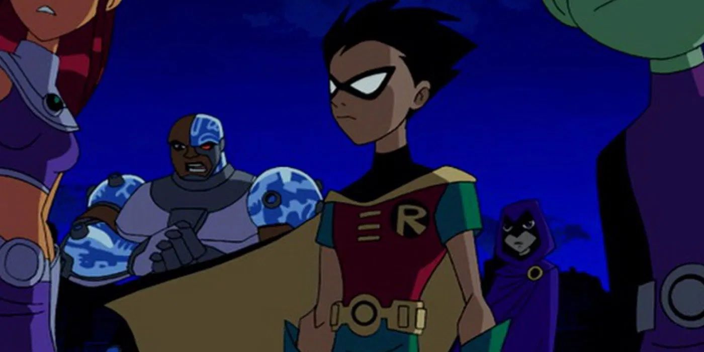 The animated series' Teen Titans, with Robin in the foreground.