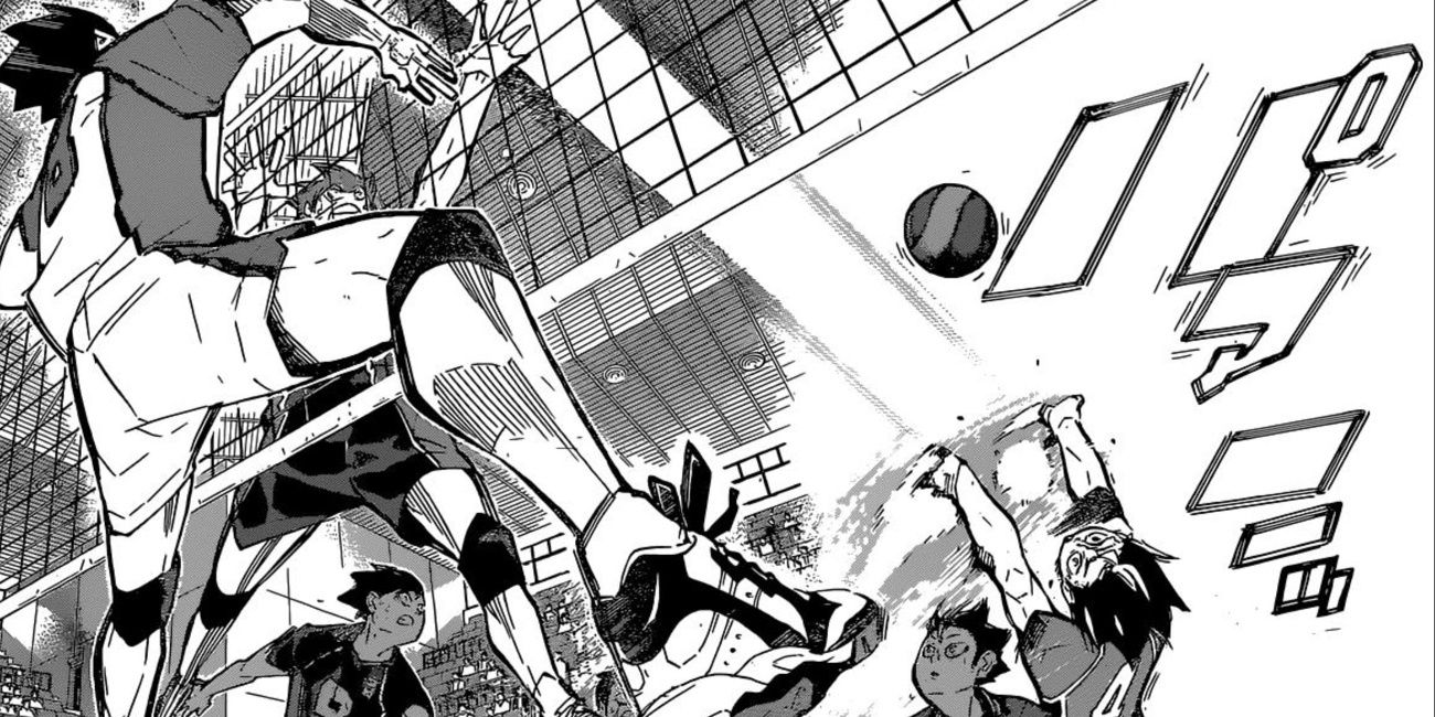 Haikyuu!!! volleyball manga panel action sequence