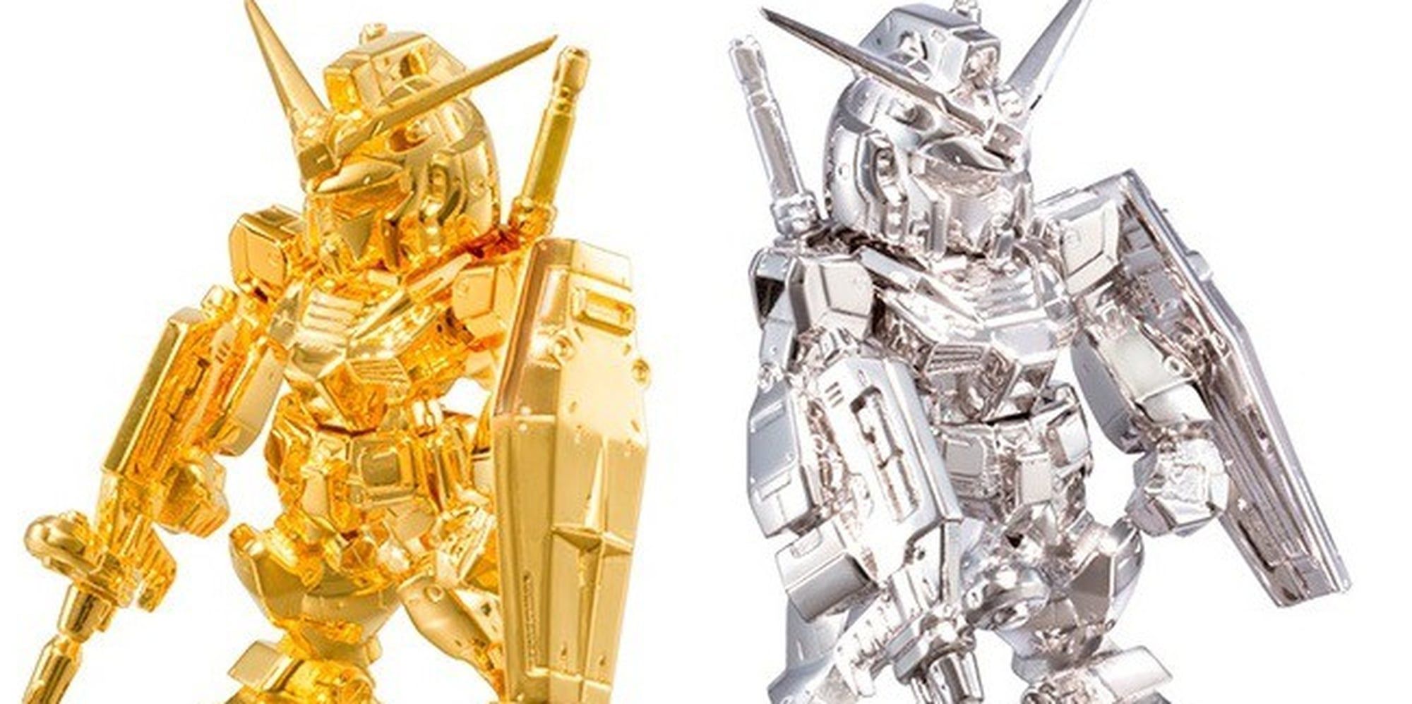 Images show the gold and silver Gundam Converge from Gundam