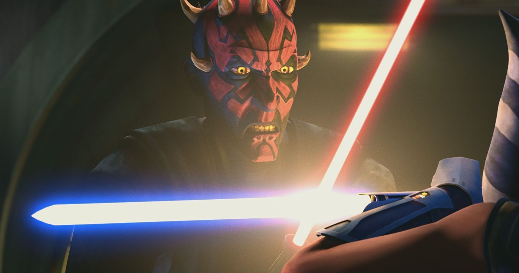 Darth Maul duels with Ahsoka in Star Wars The Clone Wars