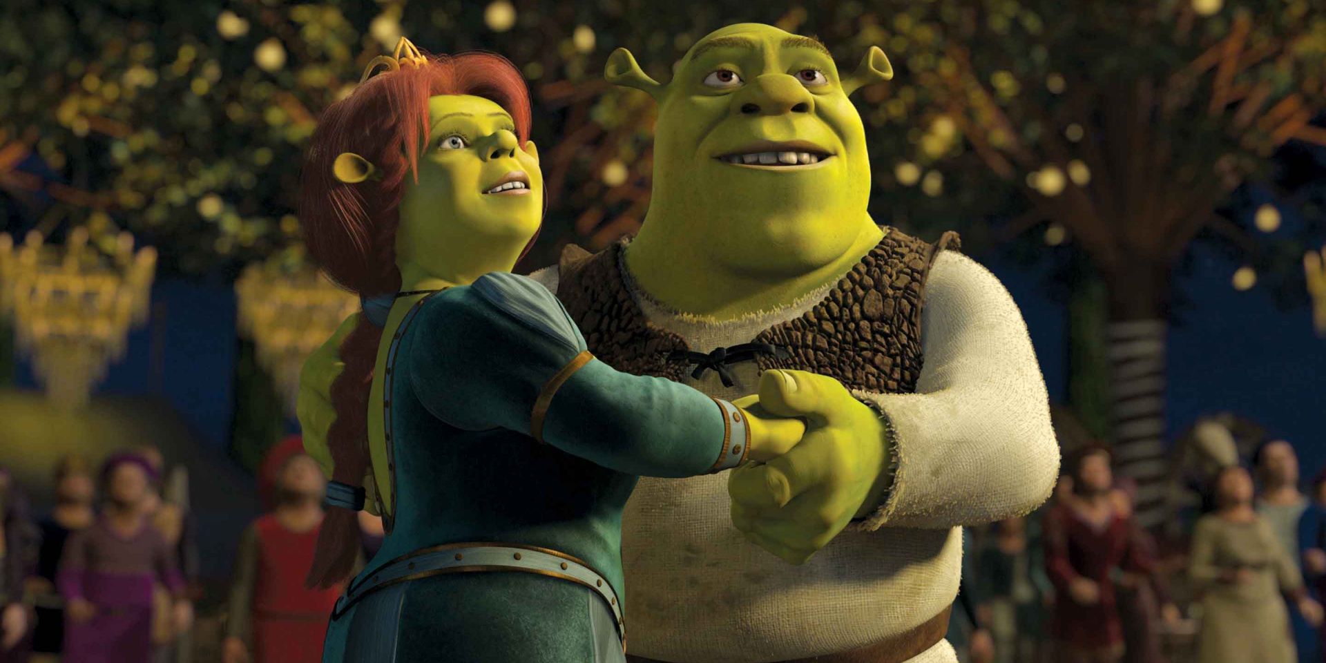 Fiona and Shrek holding hands from Shrek 2.