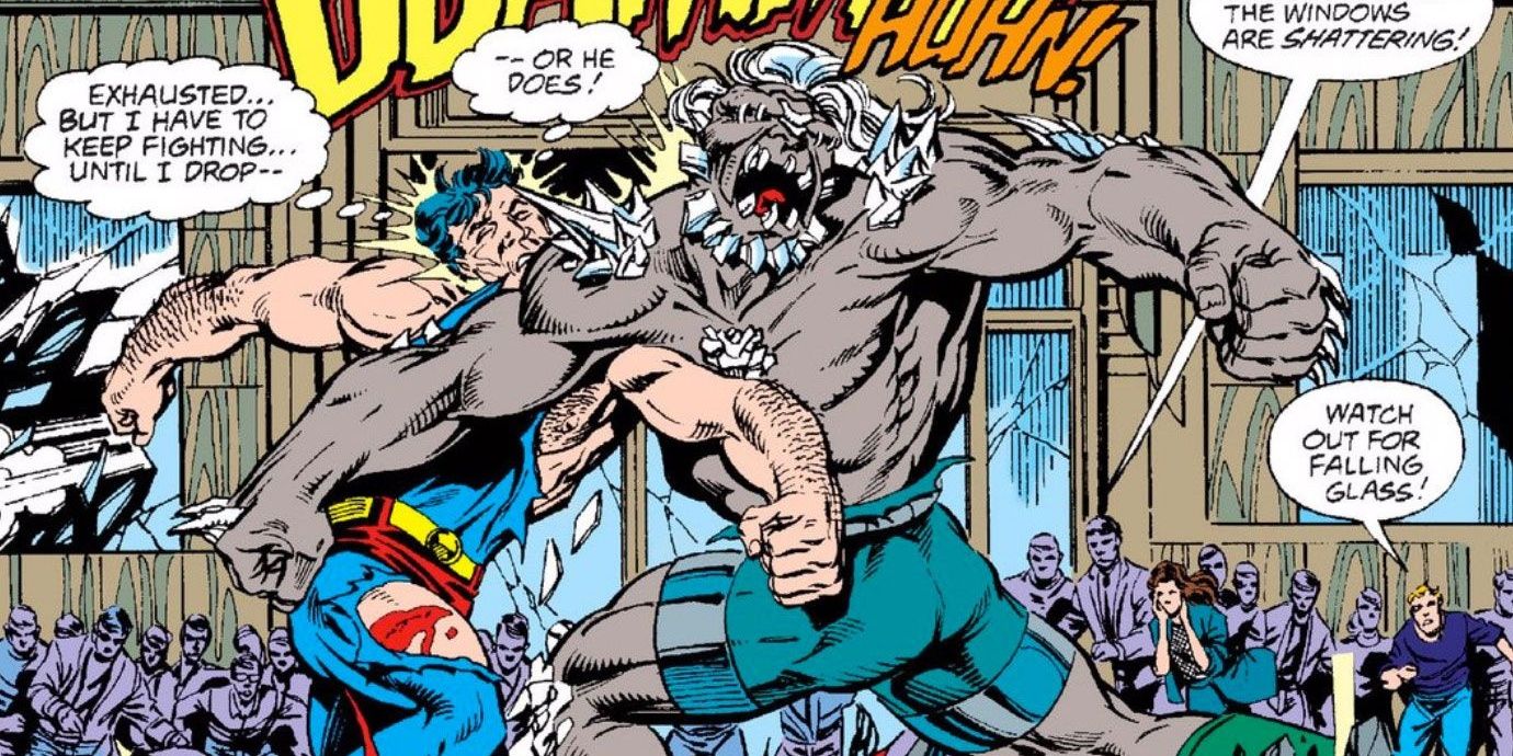 Superman and Doomsday Fighting Cropped