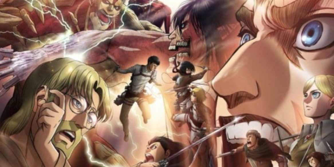 A slew of Attack On Titan characters as they appear in the promotional image for the series' third season