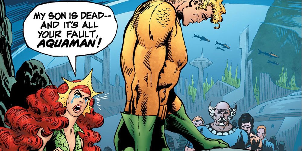Mera yells at a heartbroken Aquaman in DC Comics.