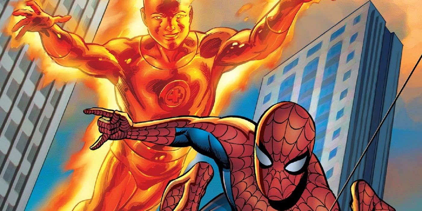 Marvel Comics - Spider-Man teaming up with Human Torch.