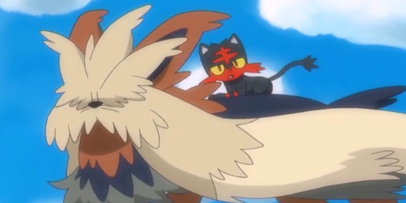 Litten and Stoutland travel together as friends in Pokemon