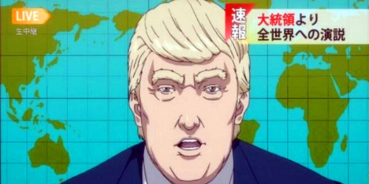 prompthunt: an anime portrait of Donald Trump, a portrait of Donald Trump  by studio Ghibli and Toei, highly detailed anime portrait, symmetric,  trending on artstationhq