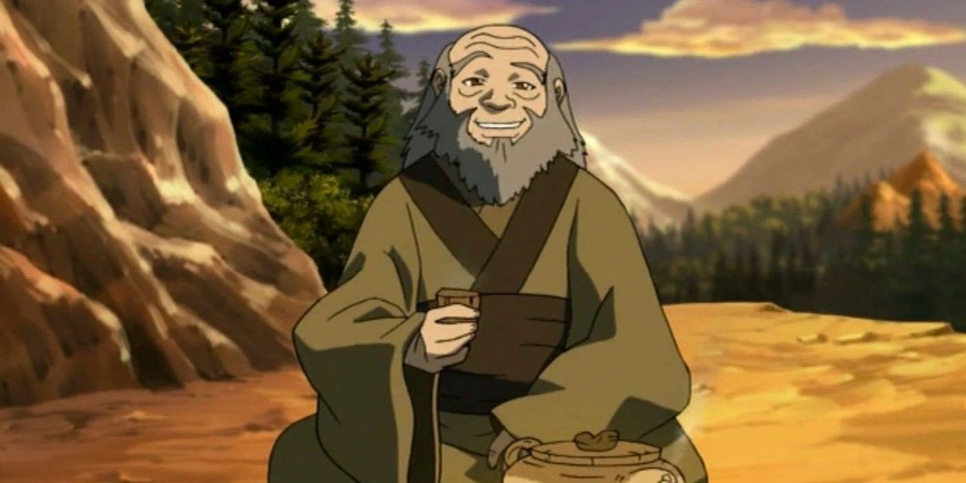 Uncle Iroh drinking tea in Avatar: The Last Airbender.