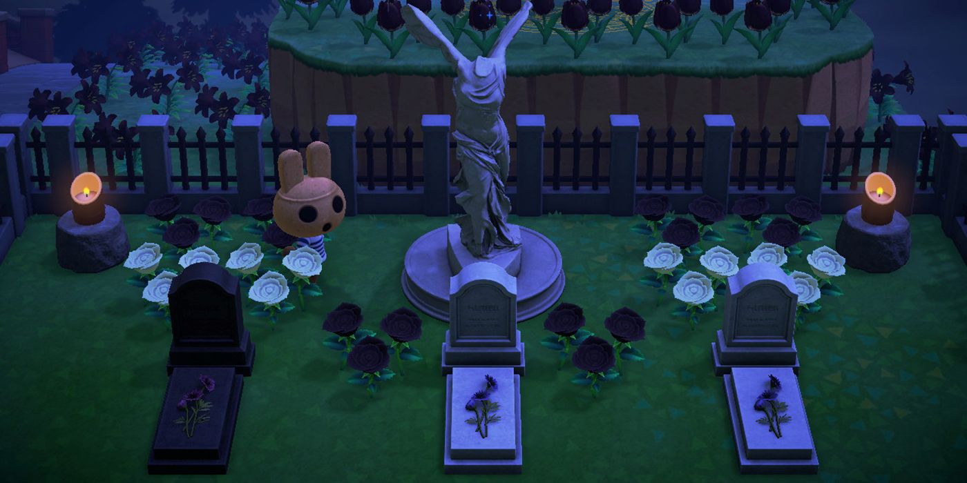 Coco visits an island graveyard in Animal Crossing: New Horizons