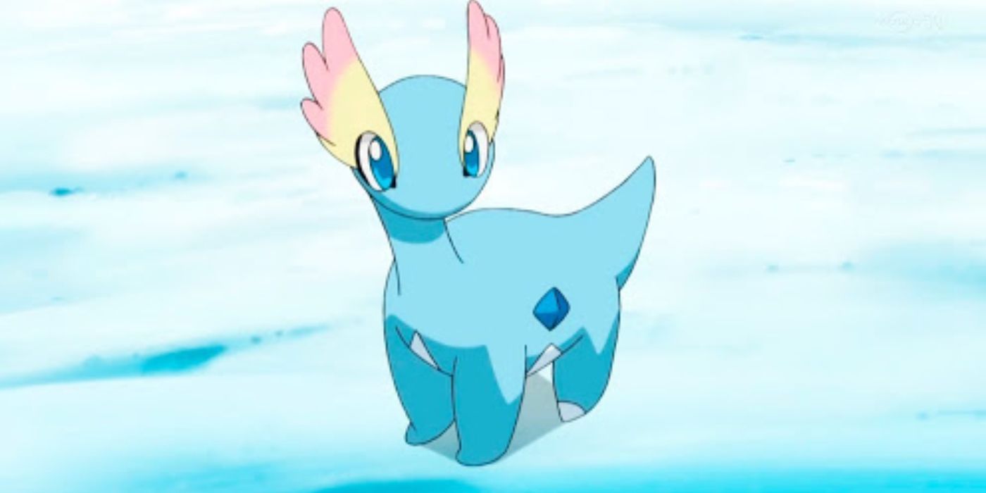 Amaura looking off into the distance in the Pokemon anime