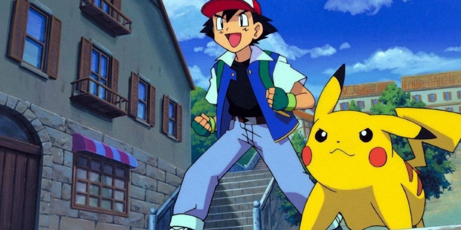 Ash Ketchum and Pikachu looking determined in Pokemon.