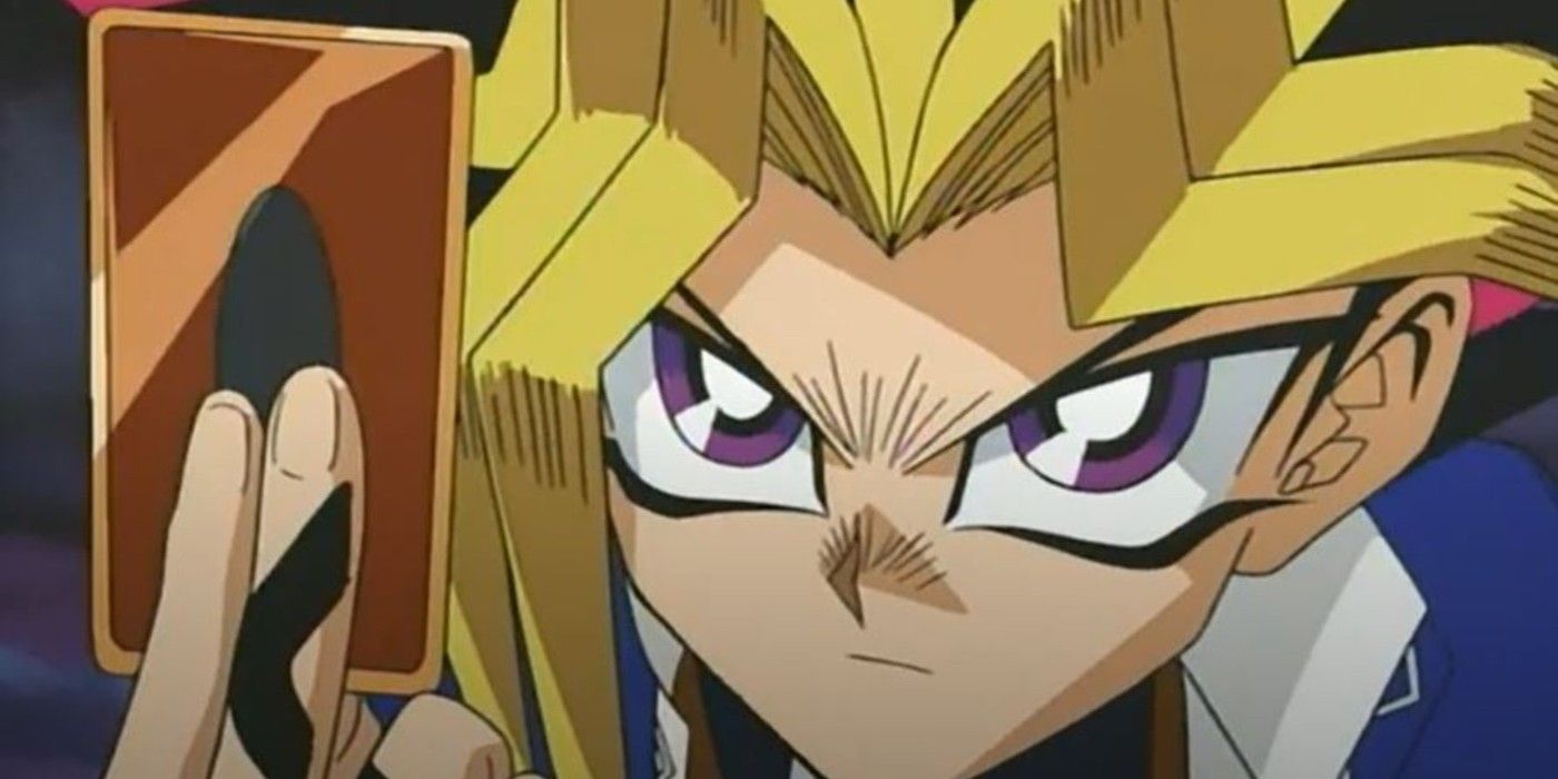 Atem from Yu-Gi-Oh! in his duel with Kaiba.
