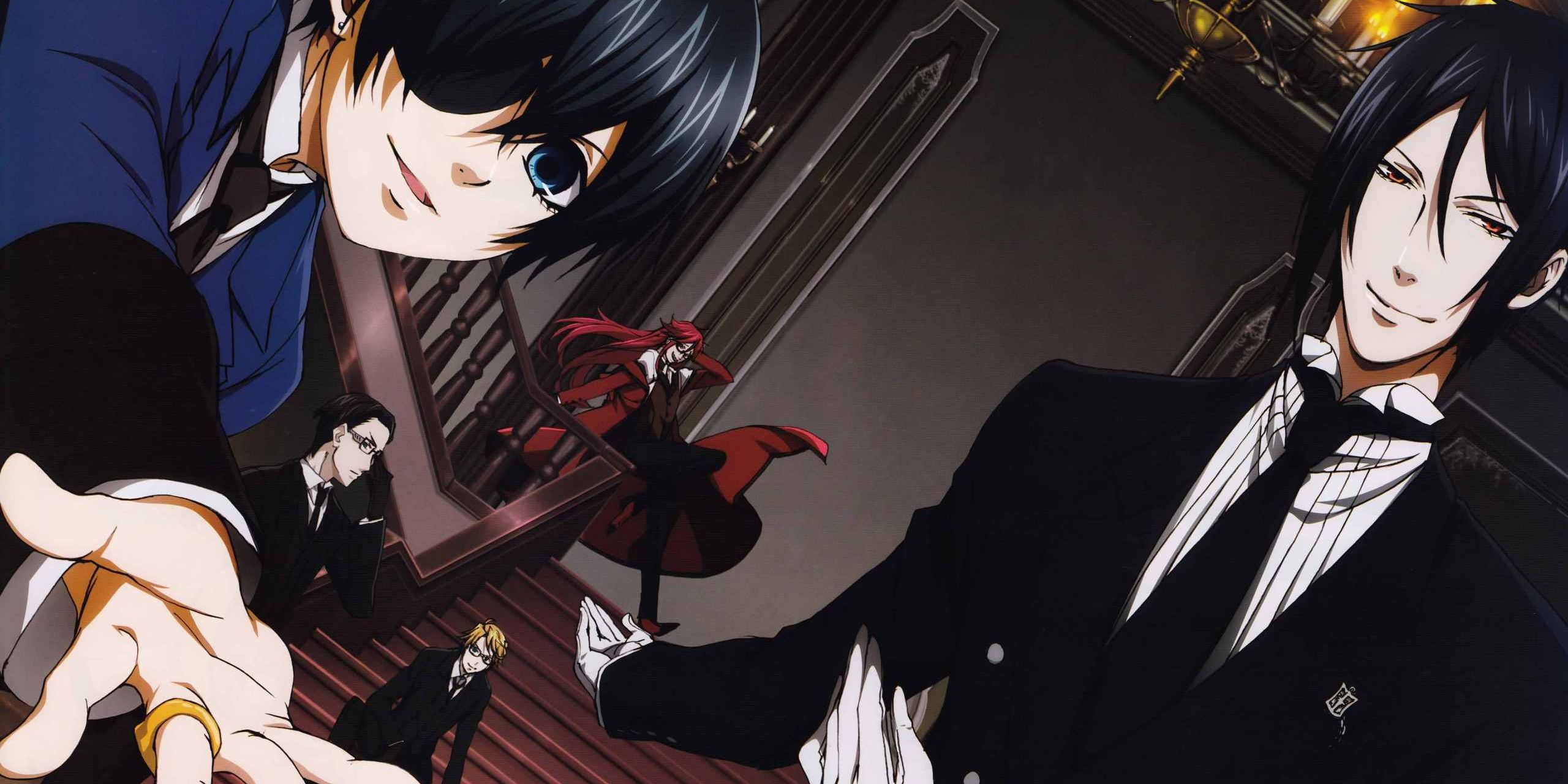 Ciel and Sebastian welcome guests in Black Butler.