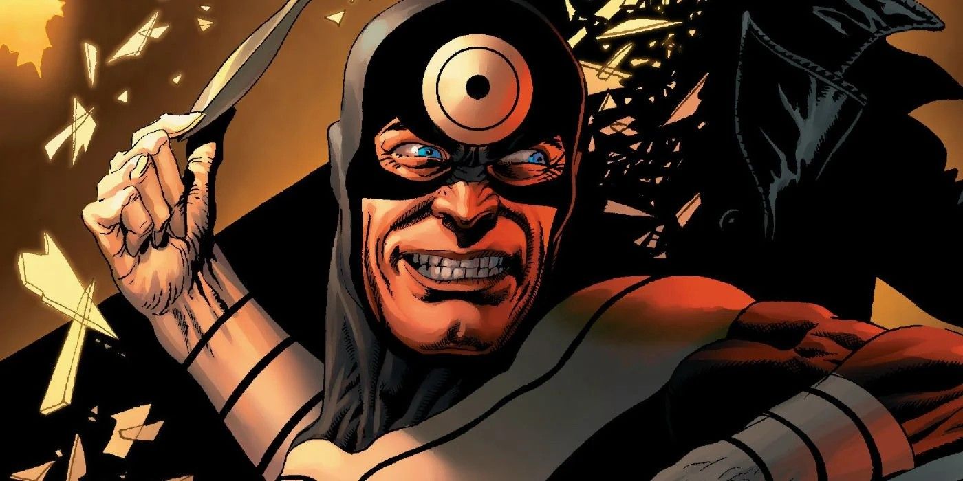 Marvel Comics' Bullseye about to throw a knife